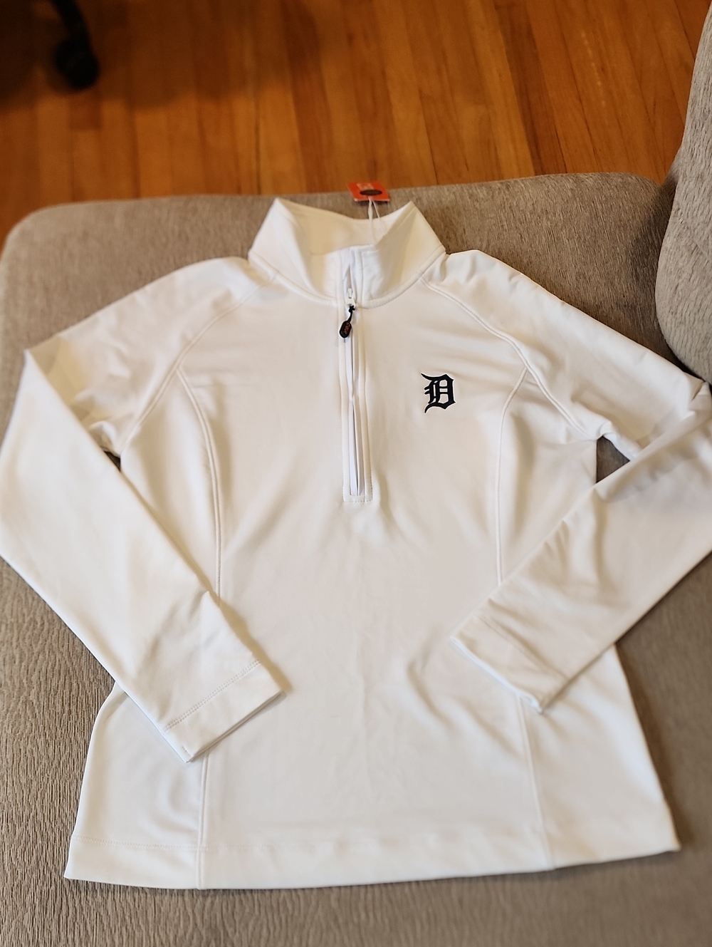 Detroit Tigers Women's White Quarter-Zip Performance Pullover Size Small